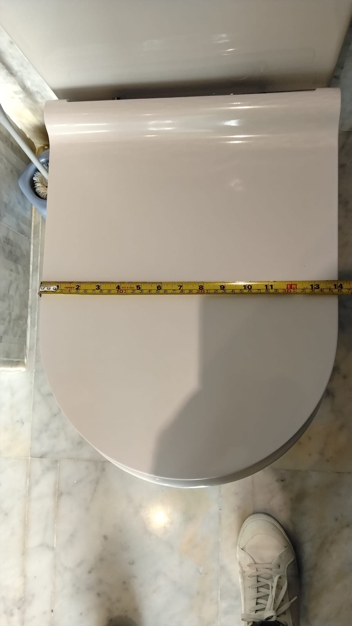 更換廁板前以拉尺量度廁板闊度的原始相片